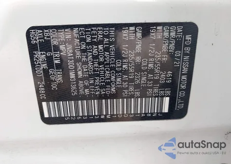 2021 Nissan Rogue Platinum Intelligent Awd из США, поврежденный, VIN JN8AT3DD1MW313625